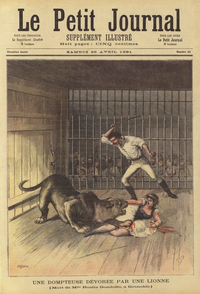 A Lion Tamer Devoured by a Lioness by French School